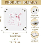 Christian Gifts Jewelry Valet Tray for Women, Coquette Pink Bow Bible Verse PU Leather Catchall Beside Caddy Nightstand Organizer Tray for Jewelry Rings Watches and Accessories, 7.87x7.87in