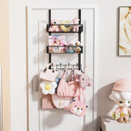 HapiRm Over the Door Hanger with Coat Hooks and 2 Baskets, Rustproof & Waterproof Over the Door Hooks, Storage Organizer for Hats, Bathroom, Kitchen, Bedroom, RV, Camper-Black (for 1.76in Doors)