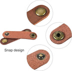 MECCANIXITY Pack of 5 Leather Cable Straps Cord Organizer 63x16mm Portable Cable Leather Clips Light Brown Earphone Cord Management for Cable, Wire