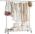 Clothing Rack Chrome, 47.05" to 65.94" Adjustable Rolling Clothing Rack, Standard Drying Garment Rack for Hanging Clothes, Metal Clothes Organizer with Wheels for Bedroom, Laundry Room, Silver
