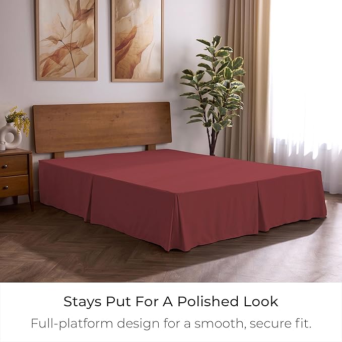 Mellanni Bed Skirt Queen Size - Bed Skirting - 15-Inch Tailored Drop Pleated Dust Ruffle - Hotel Luxury Bedding - Wrinkle, Fade, Stain Resistant - 1 Bedskirt (Queen, Brick Red)