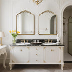 WallBeyond Gold Antique Mirror for Vanity 24x32 Inch, Gold Vintage Mirror with Ornate Frame, Arched Vintage Wall for Bathroom, Living Room, Fireplace