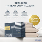 THREAD SPREAD Egyptian Cotton Sheets King Size - 1500 Thread Count 4 PC Sheet Set Egyptian Cotton, Luxury Sheet King Size, Silky Soft, Cooling Deep Pocket Sheets, Fits Upto 19" - Taupe