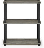 Furinno TURN-S-TUBE Storage Shelves, 3-Tier Book Shelf, Corner Shelf, Toolless Open Shelves, for Organization and Storage, Living Room, Garage, Home Office, French Oak