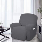 Easy-Going 4 Pieces Oversized Recliner Stretch Sofa Slipcover Sofa Cover Furniture Protector Couch Soft with Elastic Bottom Polyester Spandex Jacquard Fabric Small Checks Gray X-Large