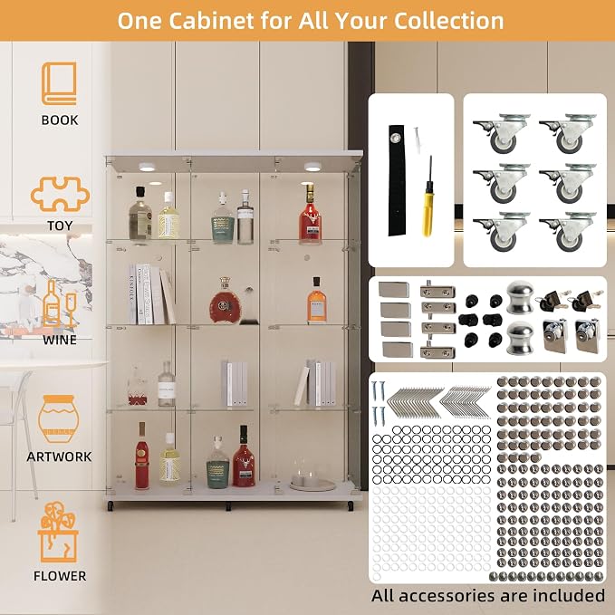 LFT HUIMEI2Y Glass Display Cabinet 12 Shelves