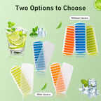 Water Bottle Silicone Ice Cube Tray by Lily's Home - 3-Piece Quick-Freeze Ice Trays with 10 Ice Cube Slots – Silicone Ice Cube Tray Set Makes 30 Ice Cubes, With Lids