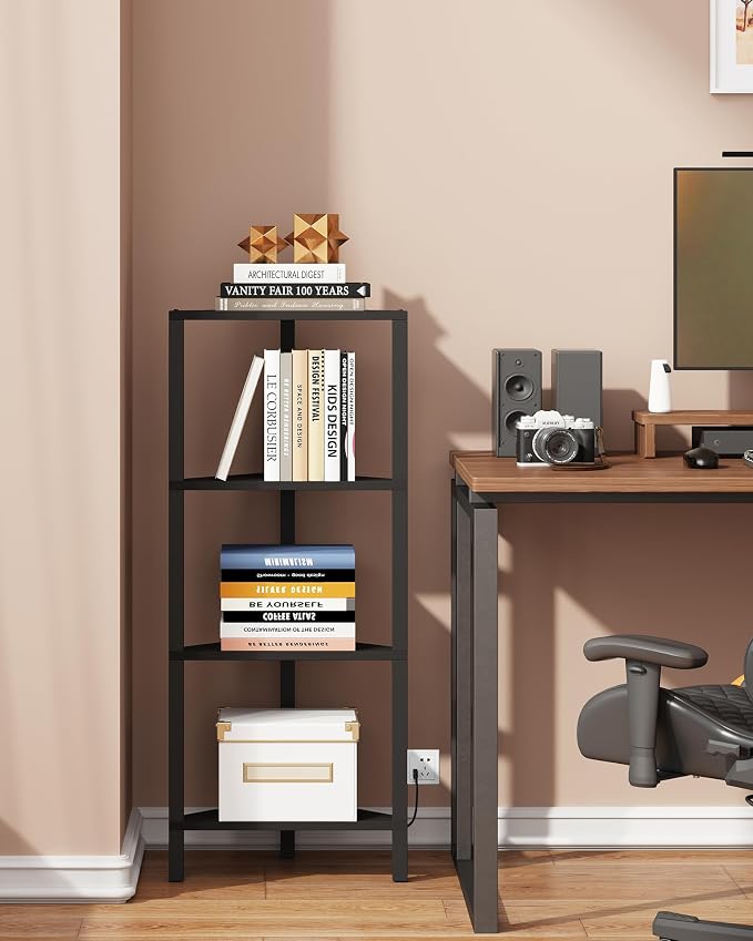 TUTOTAK Corner Shelf, 4-Tier Corner Bookshelf