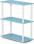 Furinno TURN-N-TUBE Storage Shelves, 3-Tier Book Shelf, Corner Shelf, Toolless Open Shelves, for Organization and Storage, Living Room, Garage, Home Office, Light Blue