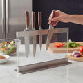 THMINS Acrylic Magnetic Knife Holder, Large Transparent Magnetic Knife Block Double-Sided Magnetic Kitchen Countertop Universal Knife Display Stand Multifunctional Storage