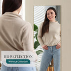 NEWBULIG 64"x21" Full Length Mirror, Full Body Floor Mirror with Aluminum Alloy Thin Frame, Wall or Standing Mirror for Bedroom, Living Room, Dressing Room, Gold-Rect