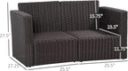 Outsunny 2 Piece Patio Wicker Corner Sofa Set, Outdoor PE Rattan Furniture