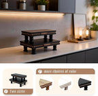 Wood Tray Pedestal Stand, Waterproof Bathroom Counter Organizer, Modern Farmhouse Riser for Soap/Candle/Sponge Black Set （Middle+ Small
