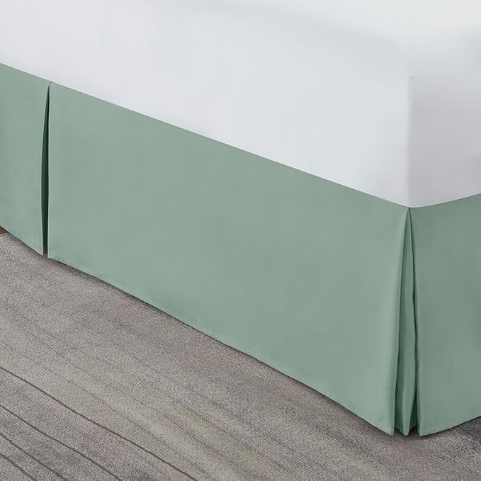Nestl Sage Green Twin Bed Skirt - Twin Size Bed Skirt 14 Inch Drop - Brushed Microfiber Bed Skirts - Hotel Quality Pleated Bed Skirt - Shrinkage & Fade Resistant
