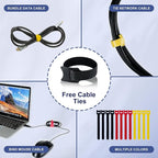 Cable Management Sleeve 10ft (120 inch) - 1.5 inch, Hook-and-Loop Cuttable Neoprene Cord Organizer, Split Wire Reversible Cord Protector for TV USB PC Ethernet Cable Hider Protect Pets Kids