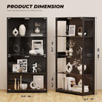 BROTTAR Display Cabinet with Glass Doors, 4-Tier Curio Cabinet with 3 Color
