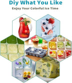 Silicone Ice Cube Tray with No-Spill Lid for Freezer, Easy Release Silicone Ice Trays with Cover, Compact for Kitchen, RV Freezer, Nice Ice for Coffee,Cocktail, Whiskey.