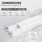 Delamu 236in Cord Hider, Single-Wire Cord Covers for Wires on Wall, Paintable Snap-on Design Wire Cover, Cable Management Kit for Corner-Mounted TVs, Easy Install Cable Raceways, W0.59 H0.4in, White