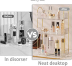 shuang qing Bathroom Counter Organizer Countertop Storage, Cosmetics Skincare Shelf, Makeup Organizer Perfume for Dresser Vanity Tray, Spice Rack for Kitchen(3 Tier-Clear)
