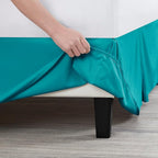 Nestl Teal Full XL Bed Skirt - Full XL Size Bed Skirt 14 Inch Drop - Brushed Microfiber Bed Skirts - Hotel Quality Pleated Bed Skirt - Shrinkage & Fade Resistant