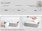 StorageWorks Narrow Storage Bins, Small Basket for Closet and Shelves, Fabric Organizer with Handles, Toilet Paper Storage, Grey and White, 2-Pack