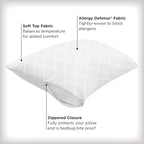 Set of 2 King AllerEase Pillow Protectors - Temperature Balancing, Allergist Recommended - Premium Breathable, Zippered Protectors
