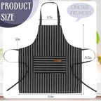 Handepo 12 Pcs Cotton Aprons for Women Men with Pockets Soft Adjustable Bib Stripe Aprons for Cooking Kitchen Chef
