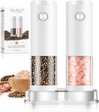Electric Salt and Pepper Grinder Set Automatic Battery Pepper Mill Shakers Kitchen Gadgets Adjustable Coarseness Upgraded Larger Capacity with Led Birthday Gifts for Women