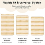 Yoofoss Pack and Play Sheets Fitted, Mini Crib Sheets 2-Pack for Pack N Play Mattress, Stretchy Playard Sheet, Soft and Breathable (Brown+Stripe)