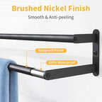Double Towel Bar, 24Inch Towel Rack for Bathroom Wall Mounted, Stainless Steel Double Bath Towel Bar, Wall Towel Holder for Bathroom, Double Towel Rod Towel Hanger for Wall (Black)
