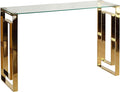 Cortesi Home Laila Console Table Stainless Steel Glass, 15.75" D x 47" W x