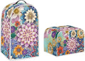 Bright Blossom Flower Toaster Cover 2 Slice，Boho Hippie Floral Kitchen Blender Dust Cover 2 Pcs Small Appliance Dust Cover Anti Fingerprint and Oil Proof Cover-S