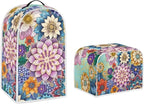 Bright Blossom Flower Toaster Cover 2 Slice，Boho Hippie Floral Kitchen Blender Dust Cover 2 Pcs Small Appliance Dust Cover Anti Fingerprint and Oil Proof Cover-S