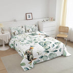 Erosebridal Kids Cute Animal Toddler Comforter Set for Girls Boys Cartoon Mouse Bedding Set, Spring Eucalyptus Bedding Comforter Sets Watercolor Leaves Duvet Set, Kawaii Animal Mice Quilted Comforter