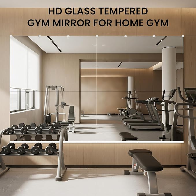 Home Gym Mirror, Set of 2Pcs 48″×30″ Large Gym Mirrors, Tempered Glass Full Length Wall Mirrors, Full Body Mirror for Bedroom, Wall Mounted Mirror for Gym, Bedroom, Door