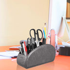 SITHON Remote Control Holder with 5 Compartments - PU Leather Remote Caddy Desktop Organizer Store TV, DVD, Blu-Ray, Media Player, Heater Controllers, Dark Gray