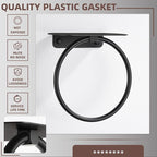 APLusee Matte Black Bath Towel Ring with Shelf, Stainless Steel Towel Holder, Wall Mount