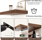 Venusmiles Floating Shelves for Wall, 48 Inch Floating Shelves Set of 2, 6.5" D Wooden Wall Mounted Display Shelves with Invisible Brackets for Living Room, Bedroom, Bathroom, Kitchen Decor, Walnut