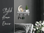 Rebee Vision Decorative Key Holder for Wall: Stylish Farmhouse Mail Organizer Wall Mount with Floating Shelf and 3 Anchor Key Hooks - Rustic Home Decor for Entryway (Light Gray)