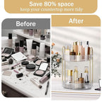 MOKANI 360 Rotating Makeup Organizer for Vanity, 2 Tier Adjustable Perfume Organizer for Dresser, Multi-Function Spinning Cosmetics Skincare Storage for Bedroom, Dresser, Countertop, Clear