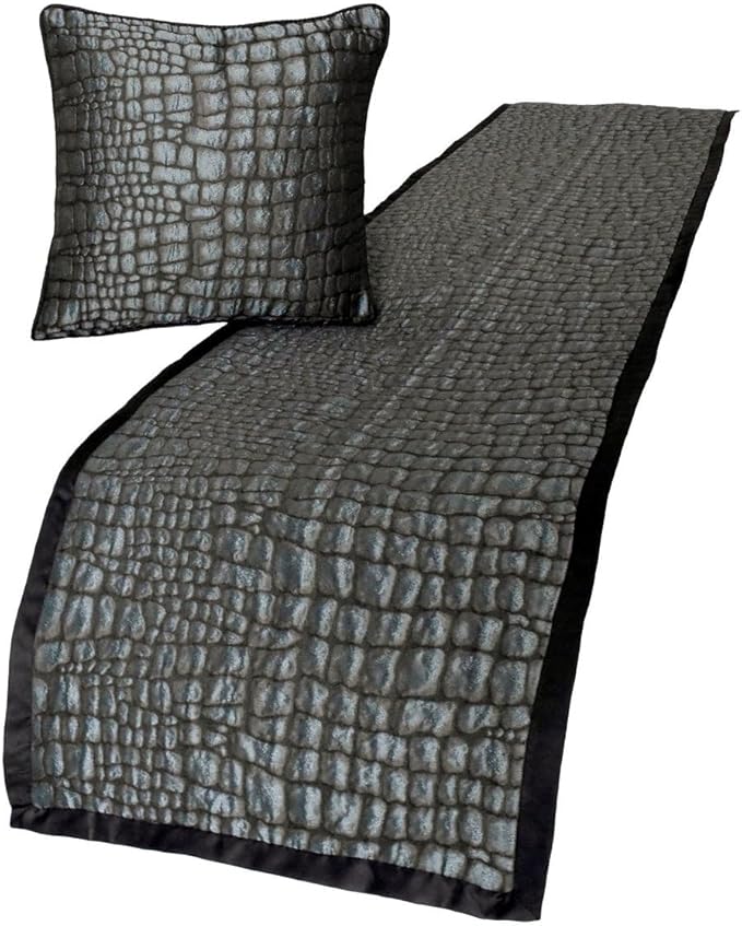 The HomeCentric King/Queen/Twin Blue & Grey Designer King 90"x18" Bed Runner Without Pillow Cover, Animal Mystery Bed Scarf on Silk Fabric - Animal Mystery