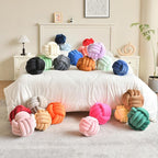 Decorative Throw Knot Pillow Ball for Home Chair Sofa Aesthetic Round Velvet Knotted Pillow Cushion (Milky White, 8 inches)
