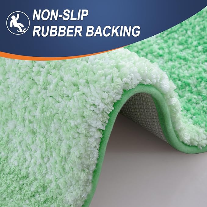 OLANLY Bathroom Runner Rugs 70x24, Extra Soft Absorbent Microfiber Bath Rugs, Rubber Backing, Quick Dry, Machine Washable Bath Mats for Bathroom Floor, Tub and Shower, Home Decor Accessories, Green