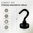 Neosmuk Magnetic Hooks, Heavy Duty 30lb+ Strong Magnet Hook for Cruise Cabins, Cruise Essentials 2026 for Hanging, Metal Wall Refrigerator Hangers (Black, 15 Pack)