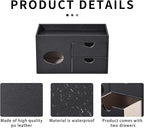 Square Tissue Box Cover with Drawers,Tissue Box Holder with Storage Tray, Makeup Organizer and Desk Organizer,Tissue Holders Decorative for Bathroom Vanity NightStand Dressing Table (Black)