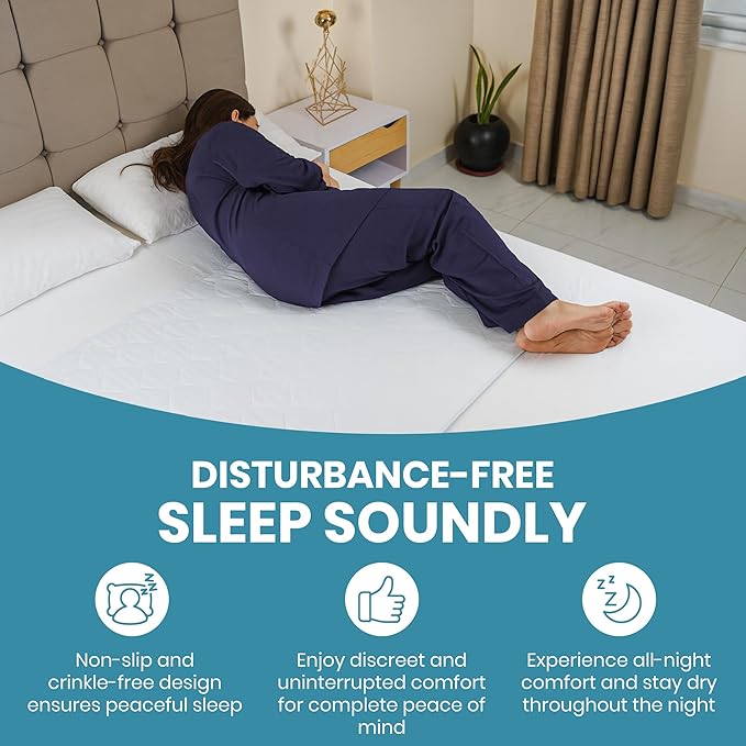 Epica Bed Pads Washable Waterproof - 34"x52" (2 Pack) Incontinence Bed Pads for Adults, Mattress pad to Protect Bed from Stains, Large Bed wetting Pads for Home & Hospital Use (500 Washes)