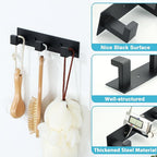 Alise Coat Hooks Wall Mount Hat and Coat Rack with 3 Hooks Wall Mount Key Hooks for Robes,Bags,Keys,and Towels,SUS304 Stainless Steel Wall Hooks for Hanging,Self Adhesive or Drilling,Matte Black