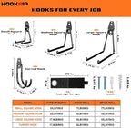 Pack 13 Garage Hooks Heavy Duty | Multi-Sized Wall-Mounted Tool Hangers with Anti-Rust PVC Coating | Heavy Duty Wall Hooks for Bikes, Ladders, Garden Tools, and More with Garage Wall Organizer