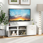 Giantex TV-Stand for Bedroom Entertainment Center - Modern TV Console Cabinet with 2 Drawers, 4 Compartments, Adjustable Feet, Media TV Storage Cabinet for Small Spaces, Entryway, Living Room, White