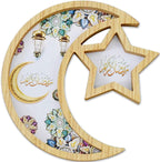 Krismax Ramadan Decorations for Home Ramadan Tray Eid Tray Ramadan Kareen Moon Star Tray Home Decor Ramadan Serving Tray for Party Decoration Food Tray Snack Cookie Serve Plate